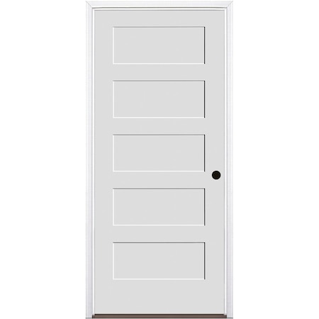 Trimlite 32"x80"x13/4" Primed 5Panel Equal Panel Interior Shaker 20 Min Fire Rated 49/16" LH Prehung Matte 2868134PRI840520MLH1DB4916